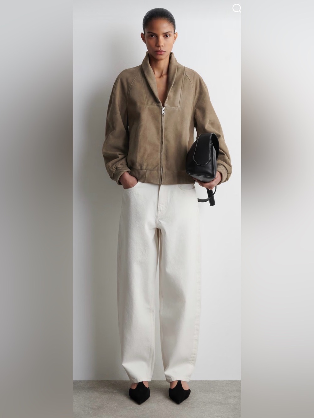 COS Bay White Barrel Leg High-Rise Jeans